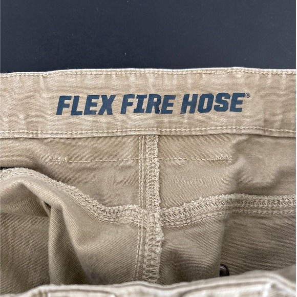 Duluth Trading Co Flex Fire Hose Cargo Work Pants Khaki Tan Mens 38x36 (38x34) - Picture 2 of 8